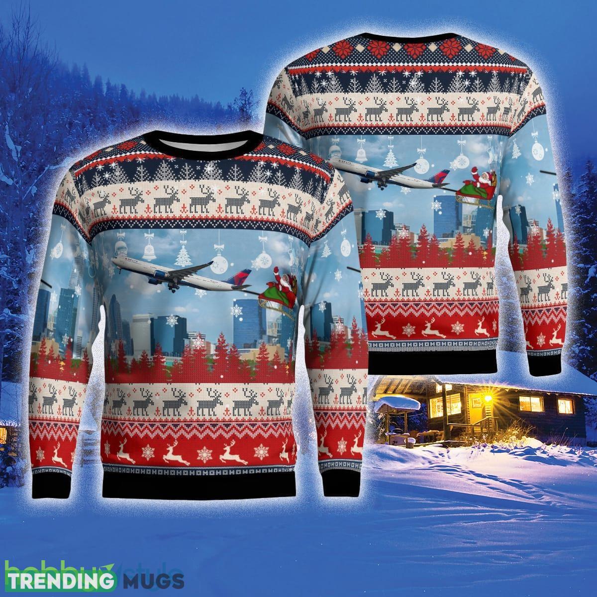 Delta Air Lines A330-300 With Santa Over Charlotte 3D Sweater For Men And Women Gift For Christmas - Delta Air Lines A330-300 With Santa Over Charlotte Christmas Ugly Sweater_1 Delta Air Lines A330-300 With Santa Over Charlotte 3D Sweater For Men And Women Gift For Christmas - Delta Air Lines A330-300 With Santa Over Charlotte Christmas Ugly Sweater_1