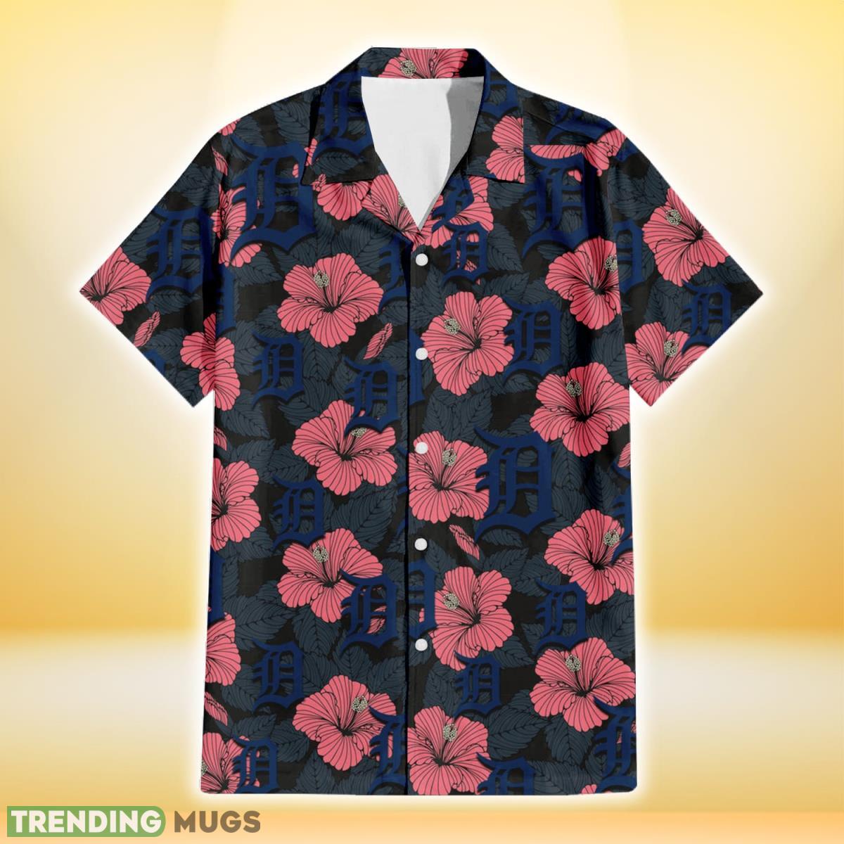 Detroit Tigers Light Coral Hibiscus Gray Leaf Black Background 3D Hawaiian Shirt Gift For Fans Hawaiian Shirt Detroit Tigers Light Coral Hibiscus Gray Leaf Black Background 3D Hawaiian Shirt Gift For Fans Hawaiian Shirt
