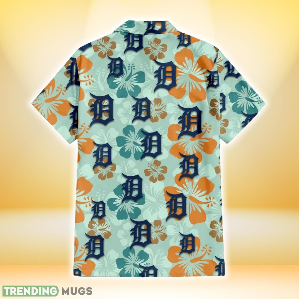 Detroit Tigers Orange Green Hibiscus Pale Green Background 3D Hawaiian Shirt Gift For Fans Hawaiian Shirt Detroit Tigers Orange Green Hibiscus Pale Green Background 3D Hawaiian Shirt Gift For Fans Hawaiian Shirt
