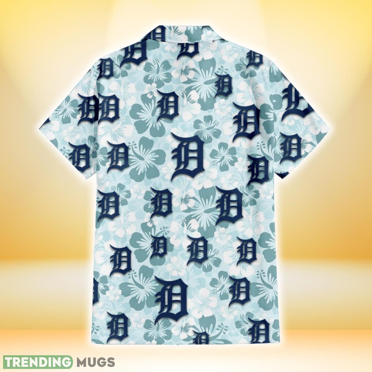 Detroit Tigers Pale Turquoise Hibiscus Light Cyan Background 3D Hawaiian Shirt Gift For Fans Hawaiian Shirt Detroit Tigers Pale Turquoise Hibiscus Light Cyan Background 3D Hawaiian Shirt Gift For Fans Hawaiian Shirt
