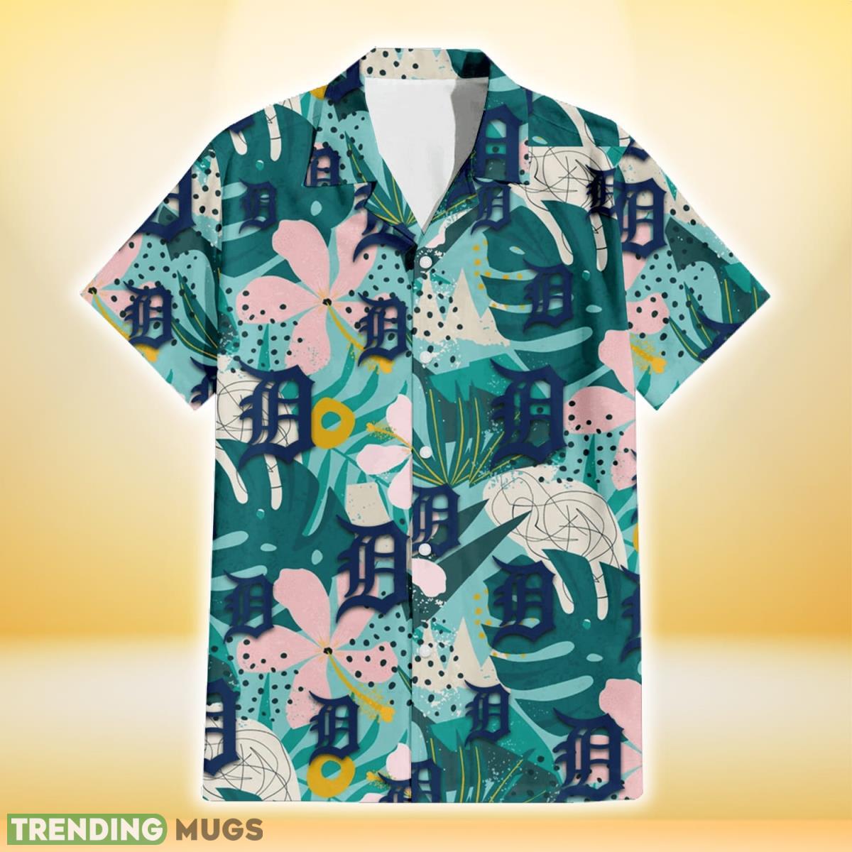 Detroit Tigers Pastel Hibiscus Palm Leaf Tiny Dot Green Background 3D Hawaiian Shirt Gift For Fans Hawaiian Shirt Detroit Tigers Pastel Hibiscus Palm Leaf Tiny Dot Green Background 3D Hawaiian Shirt Gift For Fans Hawaiian Shirt