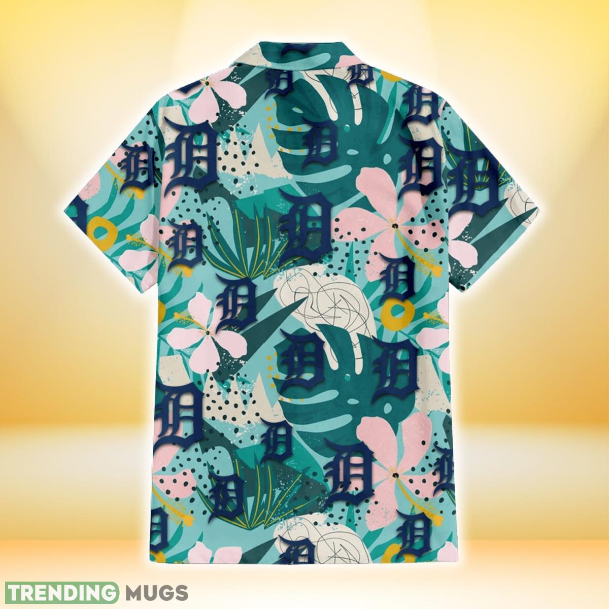 Detroit Tigers Pastel Hibiscus Palm Leaf Tiny Dot Green Background 3D Hawaiian Shirt Gift For Fans Hawaiian Shirt Detroit Tigers Pastel Hibiscus Palm Leaf Tiny Dot Green Background 3D Hawaiian Shirt Gift For Fans Hawaiian Shirt