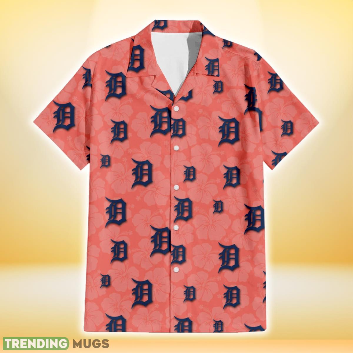 Detroit Tigers Peach Puff Hibiscus Tomato Orange Background 3D Hawaiian Shirt Gift For Fans Hawaiian Shirt Detroit Tigers Peach Puff Hibiscus Tomato Orange Background 3D Hawaiian Shirt Gift For Fans Hawaiian Shirt