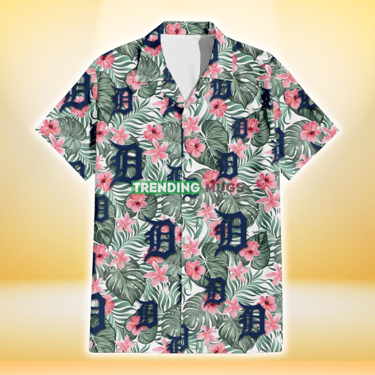 Detroit Tigers Pink Hibiscus Porcelain Flower Tropical Leaf White Background 3D Hawaiian Shirt Gift For Fans Hawaiian Shirt Detroit Tigers Pink Hibiscus Porcelain Flower Tropical Leaf White Background 3D Hawaiian Shirt Gift For Fans Hawaiian Shirt