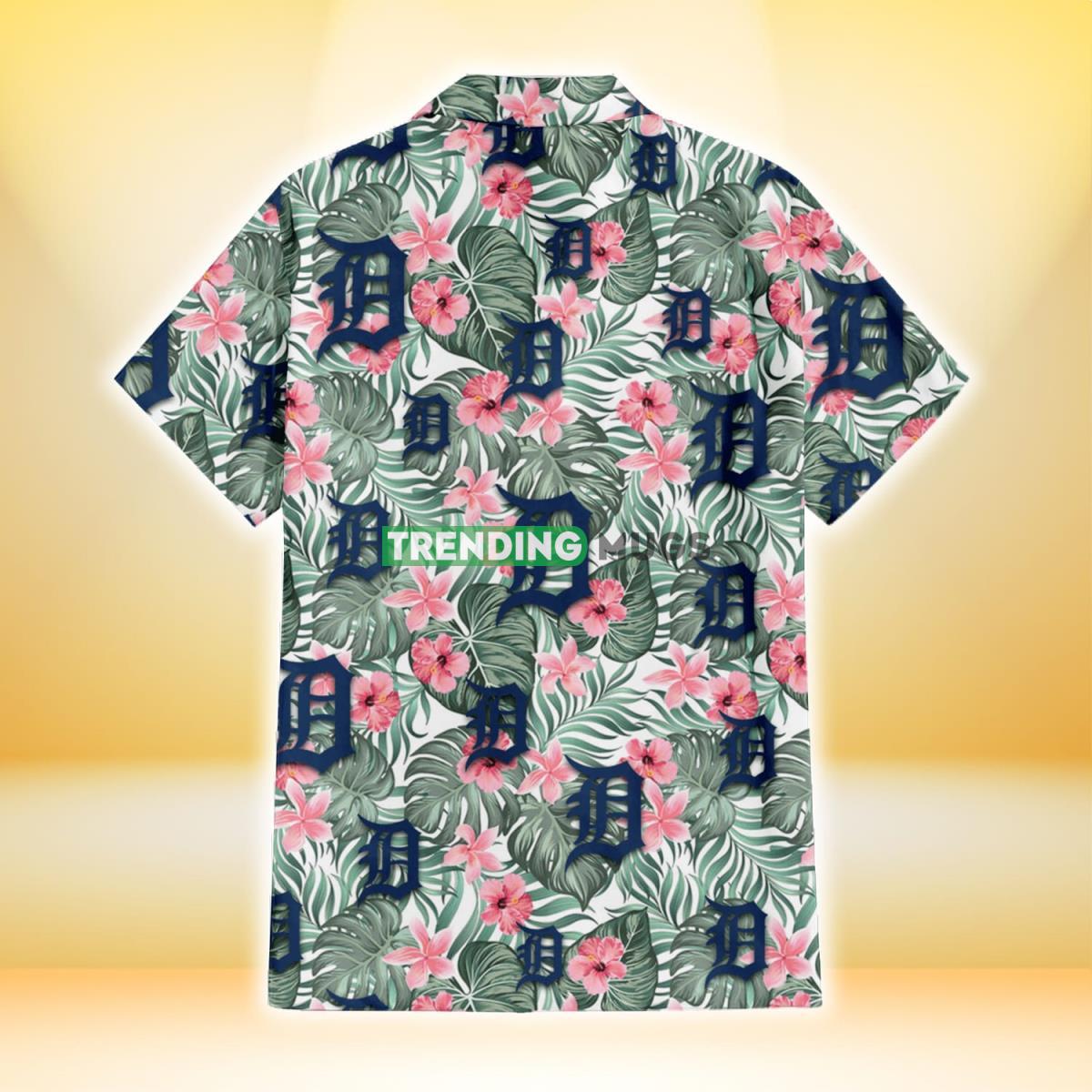 Detroit Tigers Pink Hibiscus Porcelain Flower Tropical Leaf White Background 3D Hawaiian Shirt Gift For Fans Hawaiian Shirt Detroit Tigers Pink Hibiscus Porcelain Flower Tropical Leaf White Background 3D Hawaiian Shirt Gift For Fans Hawaiian Shirt