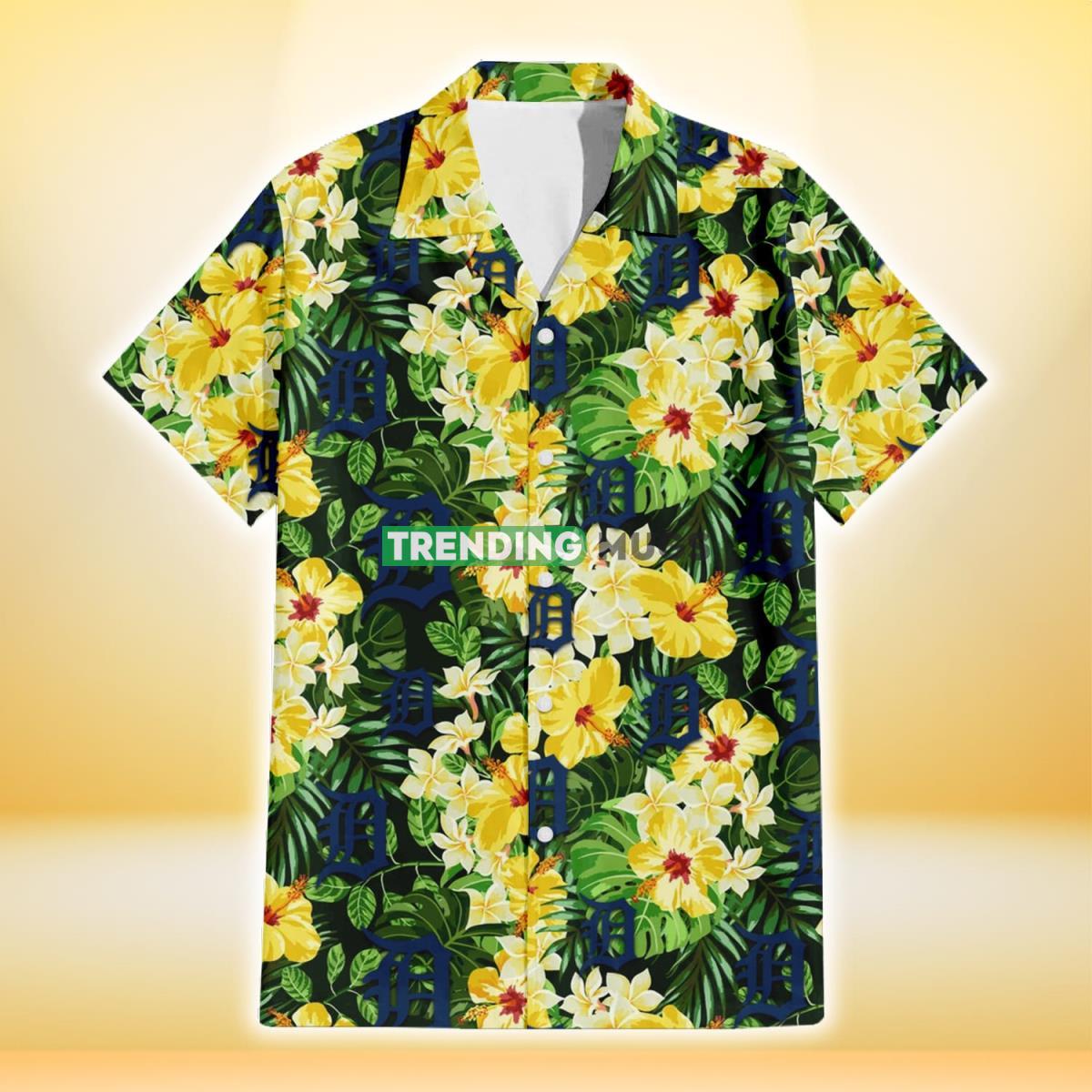 Detroit Tigers Yellow Hibiscus Tropical Green Leaf Black Background 3D Hawaiian Shirt Gift For Fans Hawaiian Shirt Detroit Tigers Yellow Hibiscus Tropical Green Leaf Black Background 3D Hawaiian Shirt Gift For Fans Hawaiian Shirt
