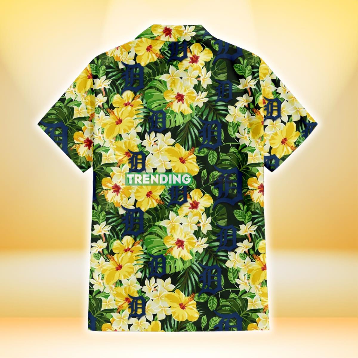 Detroit Tigers Yellow Hibiscus Tropical Green Leaf Black Background 3D Hawaiian Shirt Gift For Fans Hawaiian Shirt Detroit Tigers Yellow Hibiscus Tropical Green Leaf Black Background 3D Hawaiian Shirt Gift For Fans Hawaiian Shirt