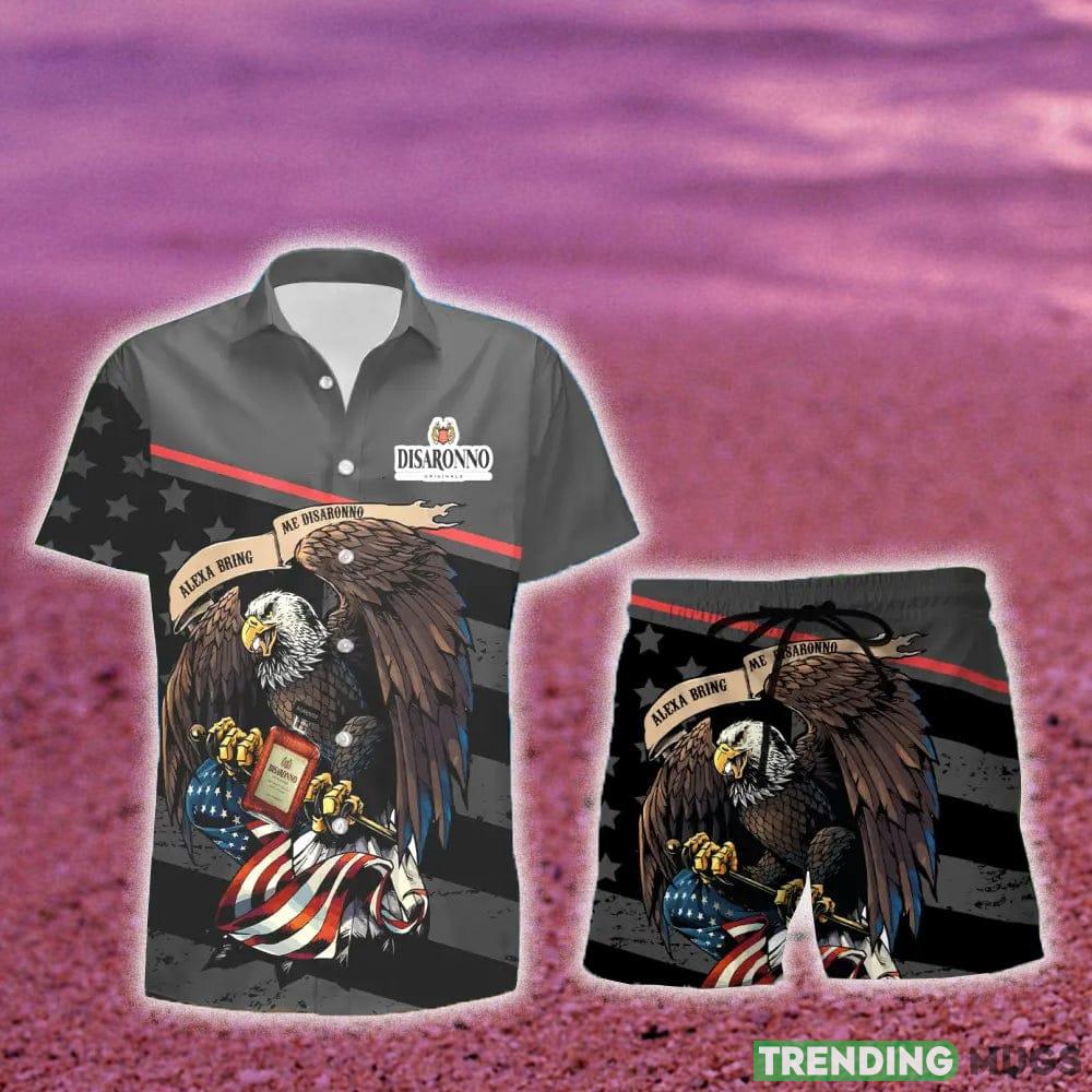 Disaronno Eagle American Flag Gift Hawaiian Set Shirt And Short Summer Beach - Disaronno Eagle American Flag Hawaiian Shirt And Short_1