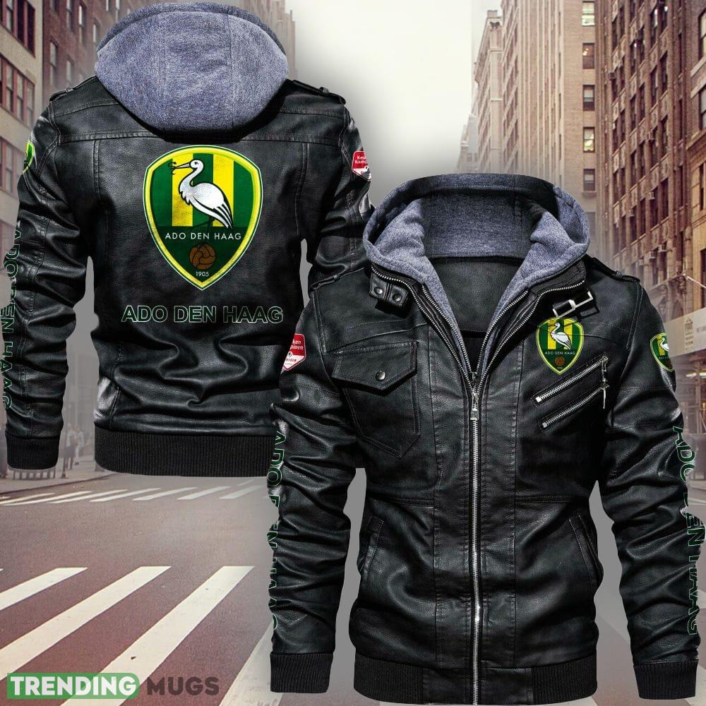Eredivisie ADO Den Haag Big Logo Brown And Black Leather Jacket Men Women - Eredivisie ADO Den Haag Leather Jacket_1 Eredivisie ADO Den Haag Big Logo Brown And Black Leather Jacket Men Women - Eredivisie ADO Den Haag Leather Jacket_1