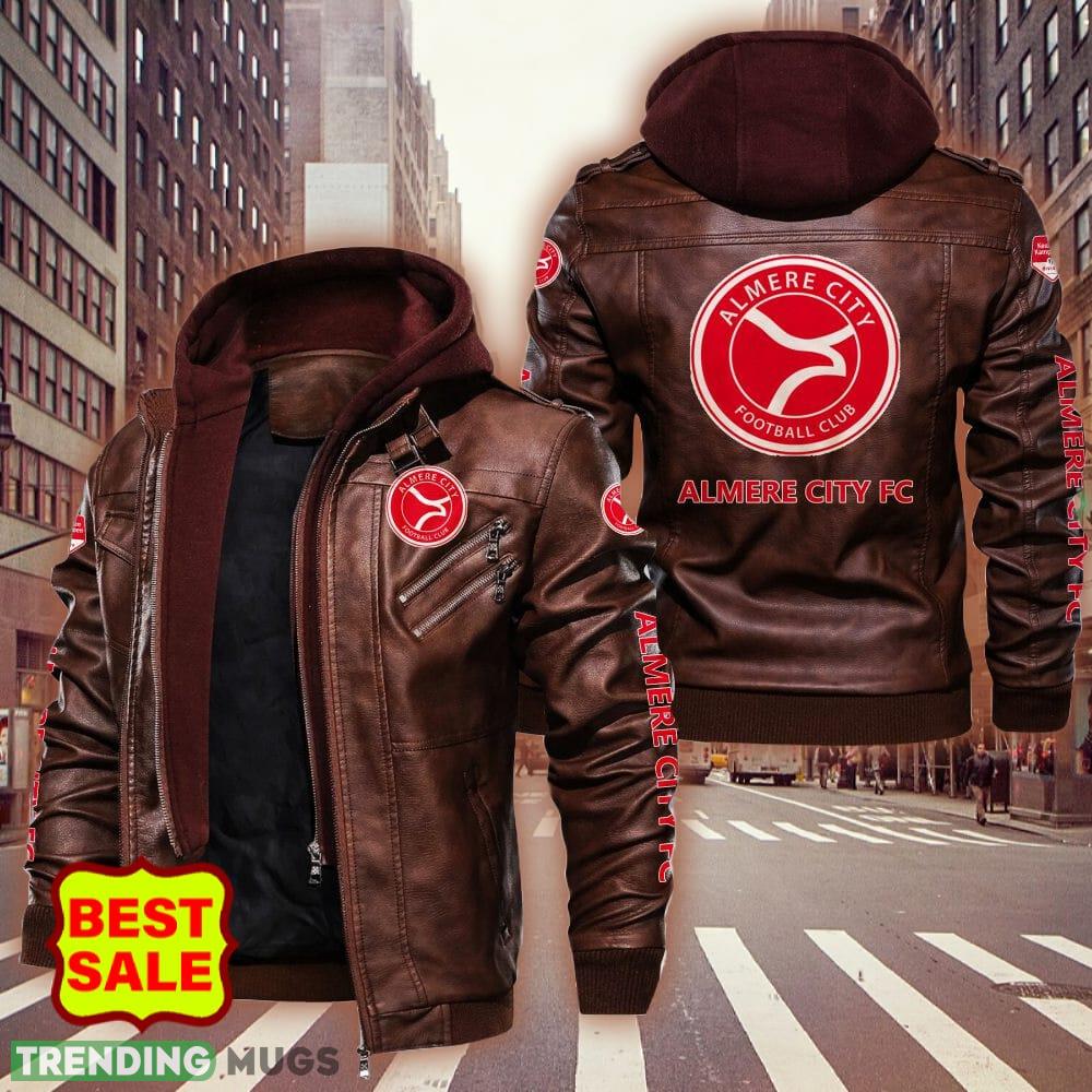 Eredivisie Almere City FC Big Logo Brown And Black Leather Jacket Men Women 2D Leather Jacket Eredivisie Almere City FC Big Logo Brown And Black Leather Jacket Men Women 2D Leather Jacket