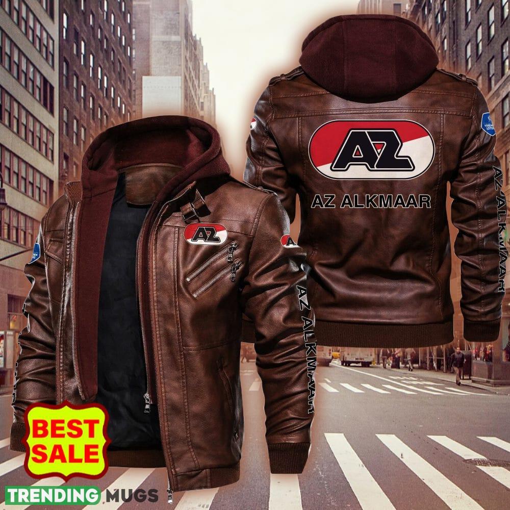 Eredivisie AZ Alkmaar Logo 8 Brown And Black Leather Jacket For Men And Women 2D Leather Jacket Eredivisie AZ Alkmaar Logo 8 Brown And Black Leather Jacket For Men And Women 2D Leather Jacket