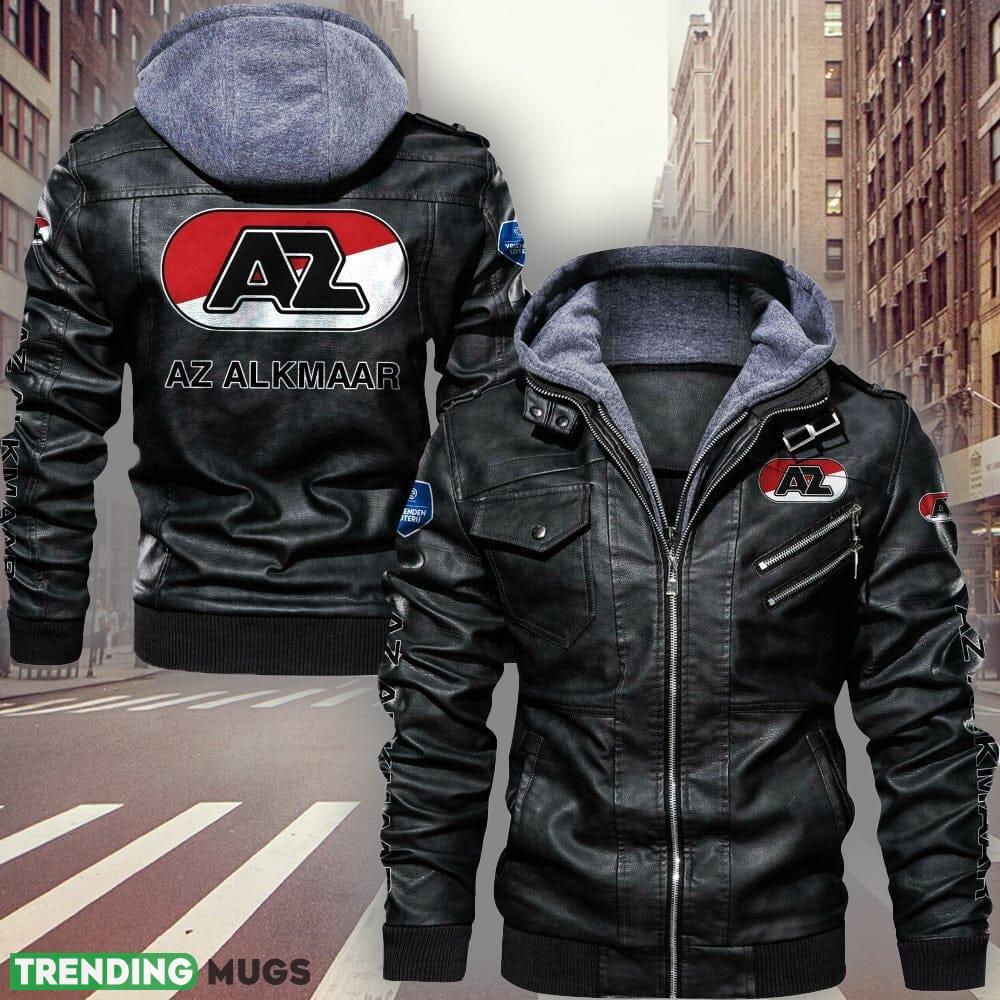 Eredivisie AZ Alkmaar Logo 8 Brown And Black Leather Jacket For Men And Women - Eredivisie AZ Alkmaar Leather Jacket_1 Eredivisie AZ Alkmaar Logo 8 Brown And Black Leather Jacket For Men And Women - Eredivisie AZ Alkmaar Leather Jacket_1