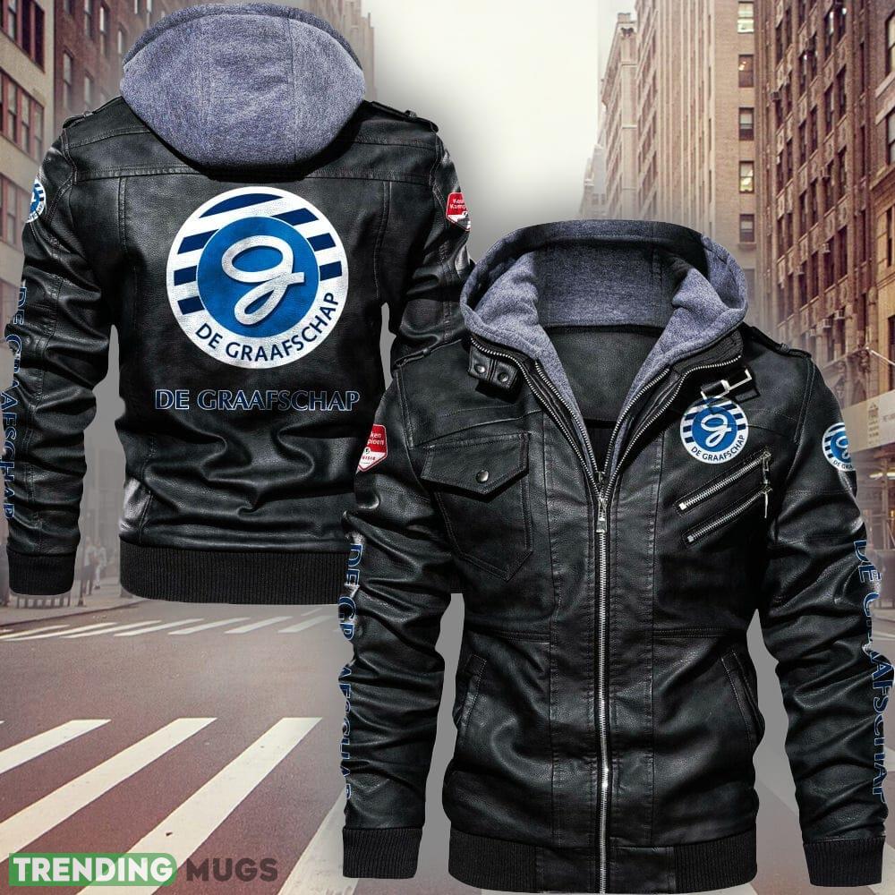 Eredivisie De Graafschap Big Logo Brown And Black Leather Jacket Men Women - Eredivisie De Graafschap Leather Jacket_1 Eredivisie De Graafschap Big Logo Brown And Black Leather Jacket Men Women - Eredivisie De Graafschap Leather Jacket_1