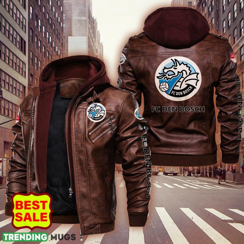 Eredivisie FC Den Bosch Big Logo Brown And Black Leather Jacket Men Women 2D Leather Jacket Eredivisie FC Den Bosch Big Logo Brown And Black Leather Jacket Men Women 2D Leather Jacket