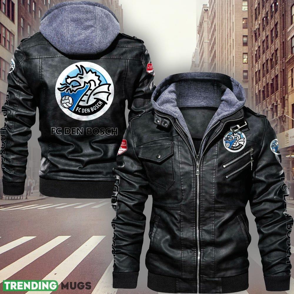 Eredivisie FC Den Bosch Big Logo Brown And Black Leather Jacket Men Women - Eredivisie FC Den Bosch Leather Jacket_1 Eredivisie FC Den Bosch Big Logo Brown And Black Leather Jacket Men Women - Eredivisie FC Den Bosch Leather Jacket_1