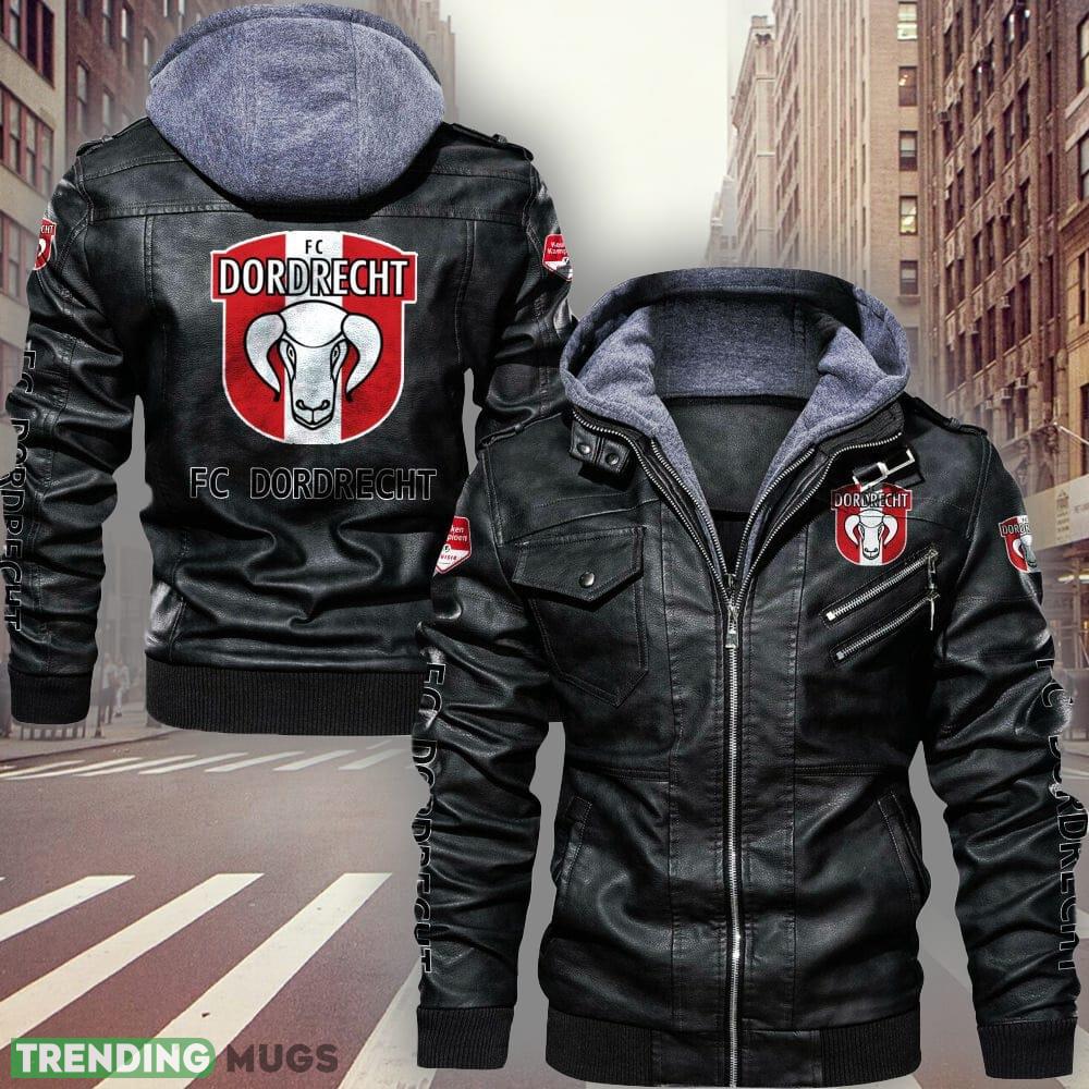 Eredivisie FC Dordrecht Big Logo Brown And Black Leather Jacket Men Women - Eredivisie FC Dordrecht Leather Jacket_1 Eredivisie FC Dordrecht Big Logo Brown And Black Leather Jacket Men Women - Eredivisie FC Dordrecht Leather Jacket_1