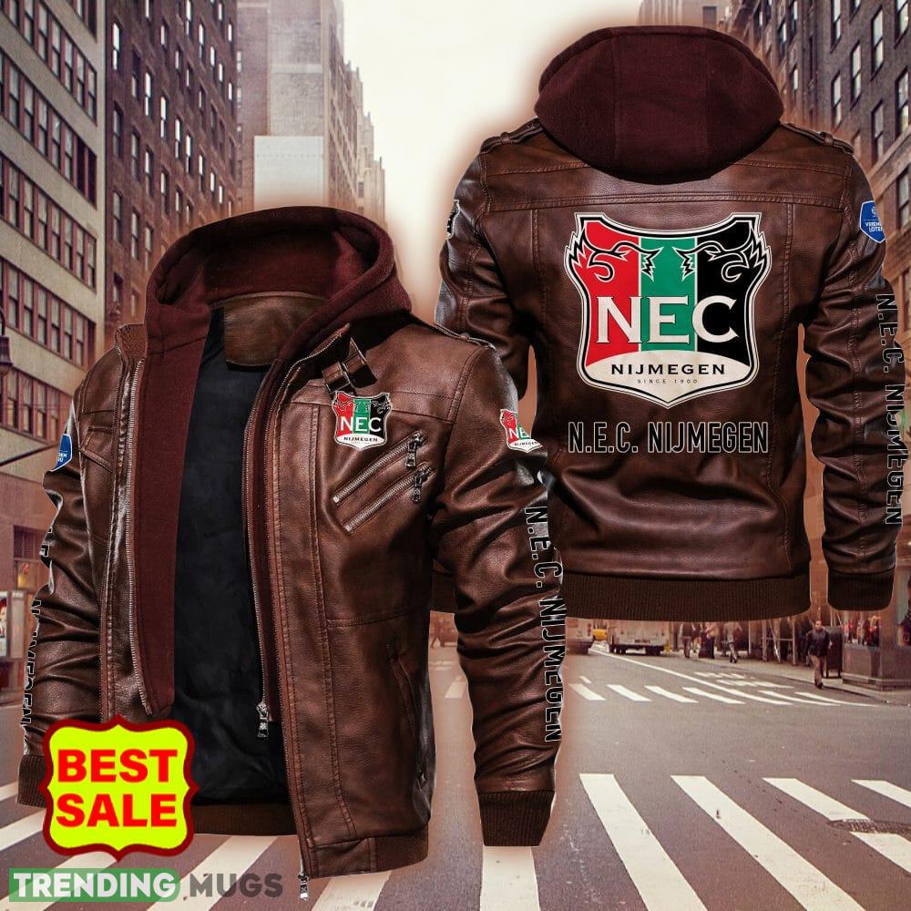 Eredivisie NEC Nijmegen Logo 6 Brown And Black Leather Jacket For Men And Women 2D Leather Jacket Eredivisie NEC Nijmegen Logo 6 Brown And Black Leather Jacket For Men And Women 2D Leather Jacket