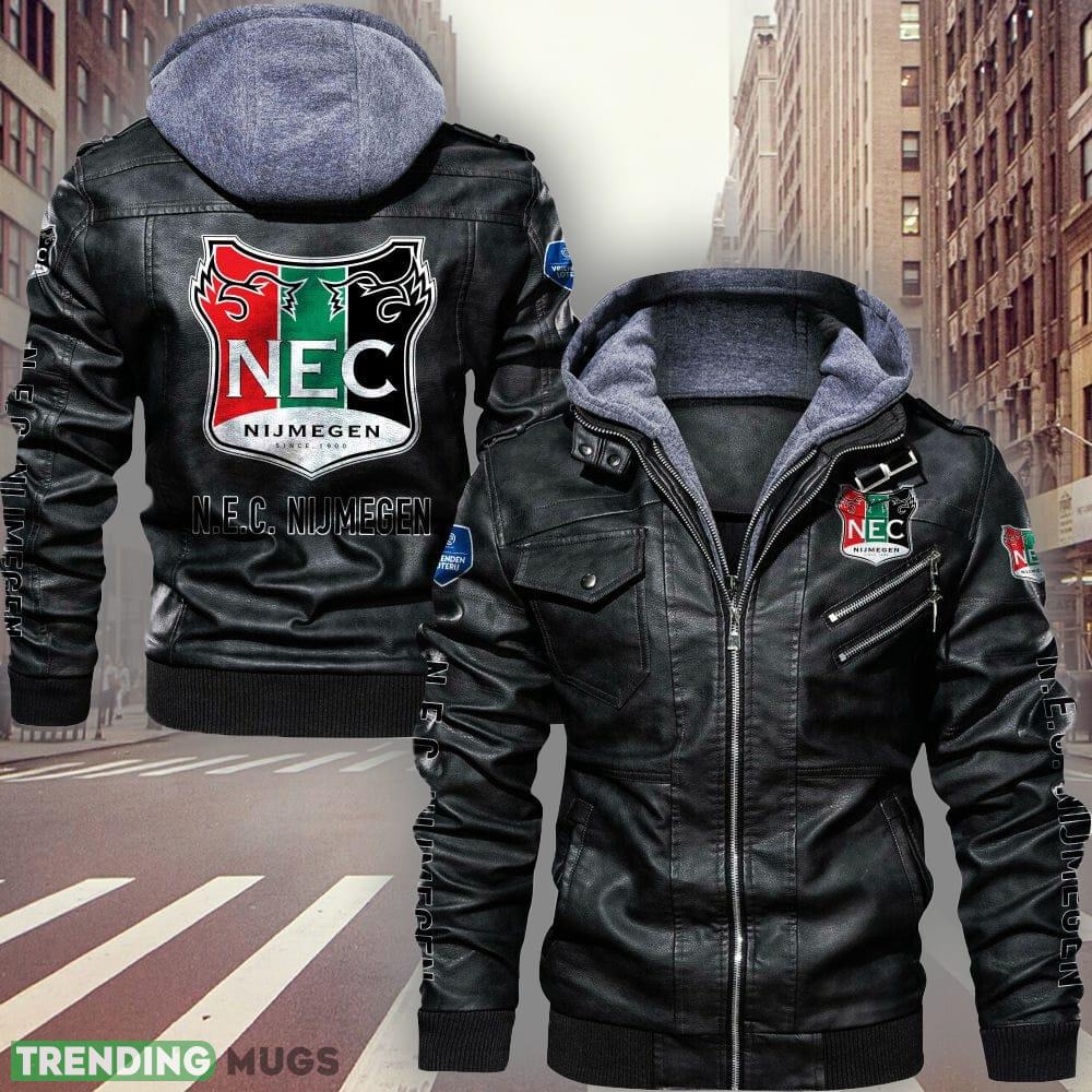 Eredivisie NEC Nijmegen Logo 6 Brown And Black Leather Jacket For Men And Women - Eredivisie N.E.C. Nijmegen Leather Jacket_1 Eredivisie NEC Nijmegen Logo 6 Brown And Black Leather Jacket For Men And Women - Eredivisie N.E.C. Nijmegen Leather Jacket_1