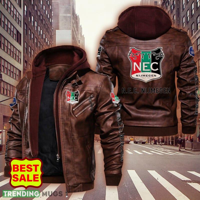 Eredivisie NEC Nijmegen Style 8 Logo Brown And Black Leather Jacket For Fans 2D Leather Jacket Eredivisie NEC Nijmegen Style 8 Logo Brown And Black Leather Jacket For Fans 2D Leather Jacket