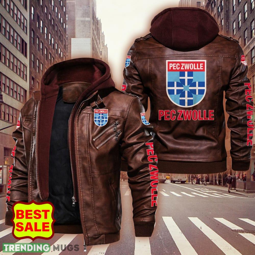 Eredivisie PEC Zwolle Big Logo Brown And Black Leather Jacket Men Women 2D Leather Jacket Eredivisie PEC Zwolle Big Logo Brown And Black Leather Jacket Men Women 2D Leather Jacket