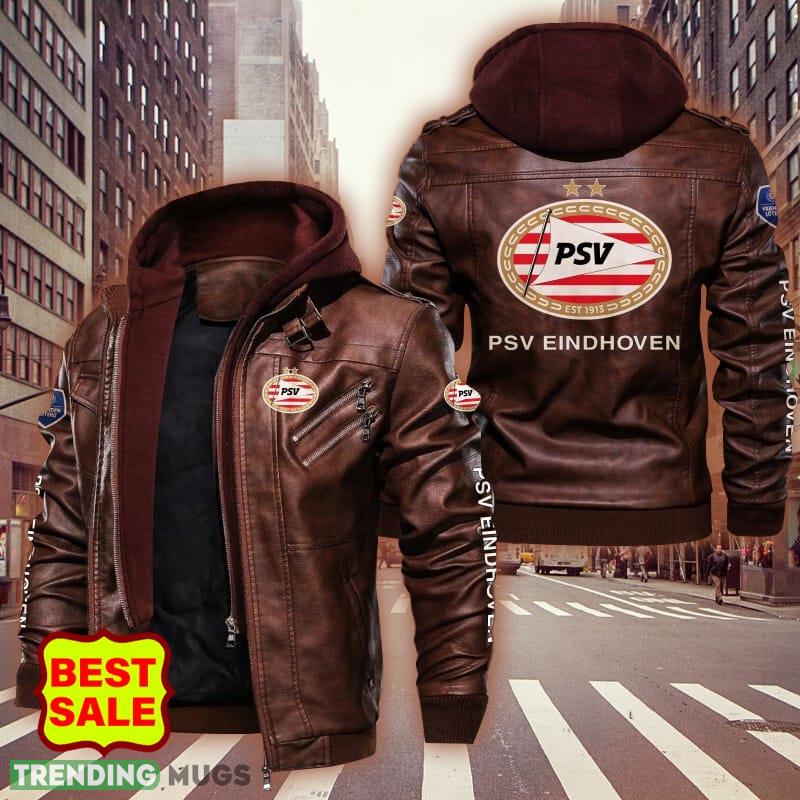 Eredivisie PSV Logo 4 Brown And Black Leather Jacket For Men And Women 2D Leather Jacket Eredivisie PSV Logo 4 Brown And Black Leather Jacket For Men And Women 2D Leather Jacket