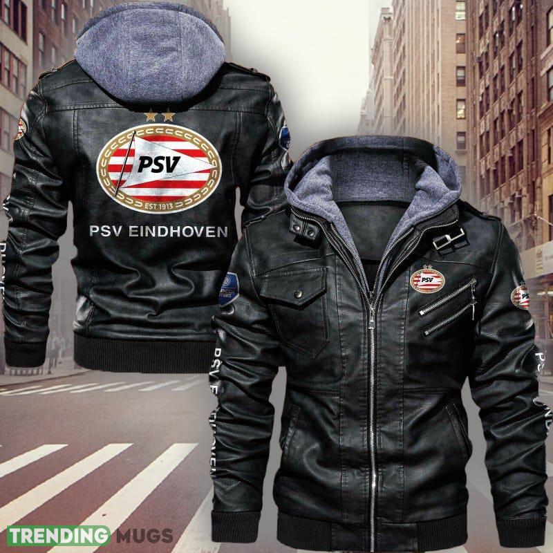 Eredivisie PSV Logo 4 Brown And Black Leather Jacket For Men And Women - Eredivisie PSV Leather Jacket_1 Eredivisie PSV Logo 4 Brown And Black Leather Jacket For Men And Women - Eredivisie PSV Leather Jacket_1