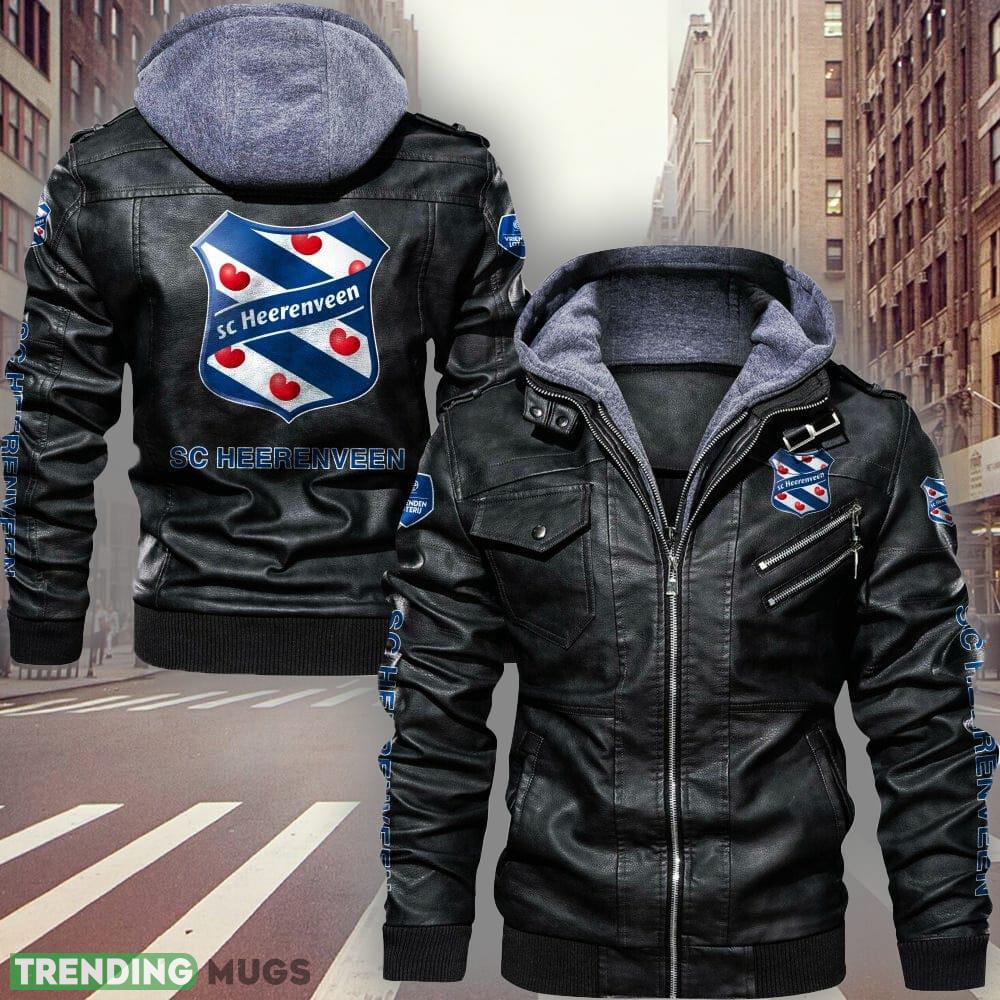 Eredivisie SC Heerenveen Style 8 Logo Brown And Black Leather Jacket For Fans - Eredivisie SC Heerenveen Leather Jacket_1 Eredivisie SC Heerenveen Style 8 Logo Brown And Black Leather Jacket For Fans - Eredivisie SC Heerenveen Leather Jacket_1