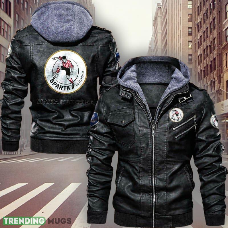 Eredivisie Sparta Rotterdam Design 2 Teams Logo Brown And Black Leather Jacket - Eredivisie Sparta Rotterdam Leather Jacket_1 Eredivisie Sparta Rotterdam Design 2 Teams Logo Brown And Black Leather Jacket - Eredivisie Sparta Rotterdam Leather Jacket_1