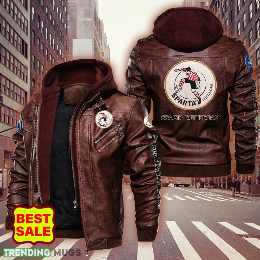 Eredivisie Sparta Rotterdam Style 7 Logo Brown And Black Leather Jacket For Fans 2D Leather Jacket Eredivisie Sparta Rotterdam Style 7 Logo Brown And Black Leather Jacket For Fans 2D Leather Jacket