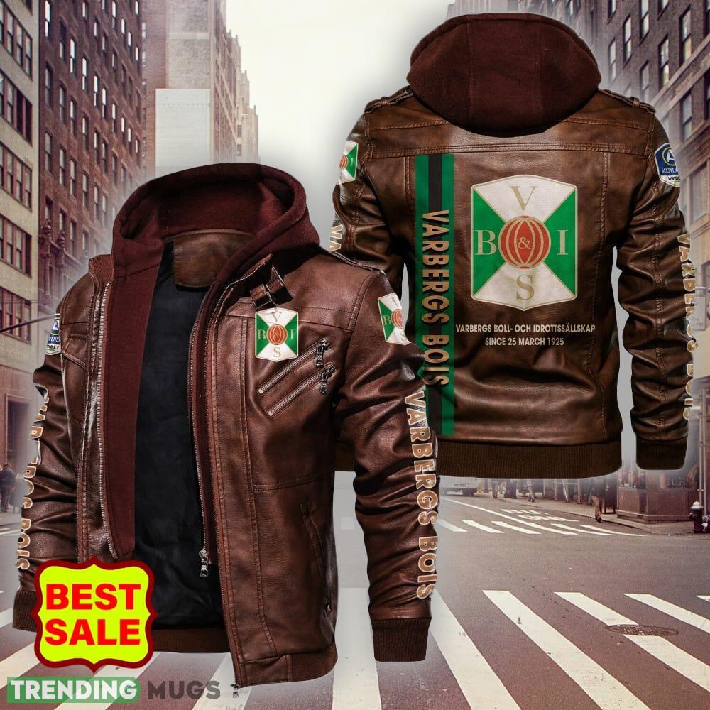 Fotbollsallsvenskan Varbergs BoIS Design 8 Teams Logo Brown And Black Leather Jacket 2D Leather Jacket Fotbollsallsvenskan Varbergs BoIS Design 8 Teams Logo Brown And Black Leather Jacket 2D Leather Jacket