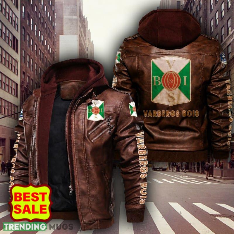Fotbollsallsvenskan Varbergs BoIS Logo 1 Brown And Black Leather Jacket For Fans 2D Leather Jacket Fotbollsallsvenskan Varbergs BoIS Logo 1 Brown And Black Leather Jacket For Fans 2D Leather Jacket