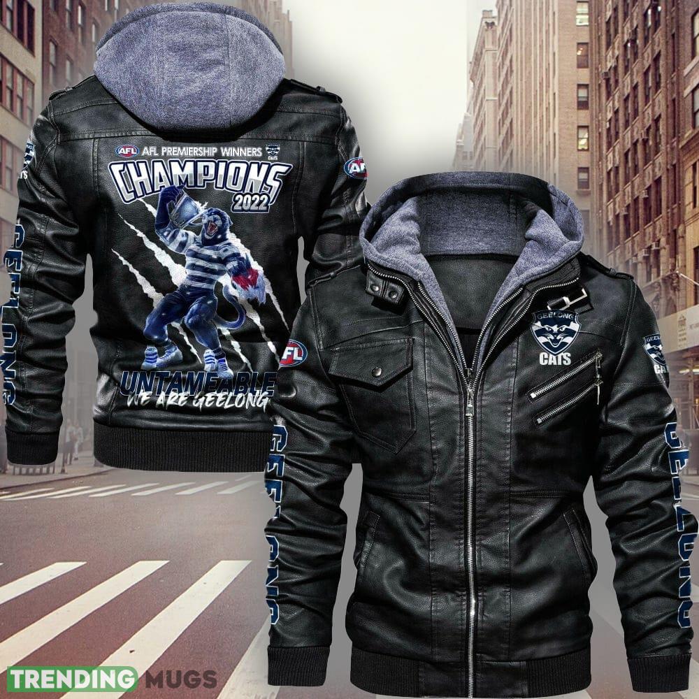 Geelong Football Club Cats Design 6 Teams Logo Brown And Black Leather Jacket - Geelong Football Club Cats Leather Jacket_1 Geelong Football Club Cats Design 6 Teams Logo Brown And Black Leather Jacket - Geelong Football Club Cats Leather Jacket_1