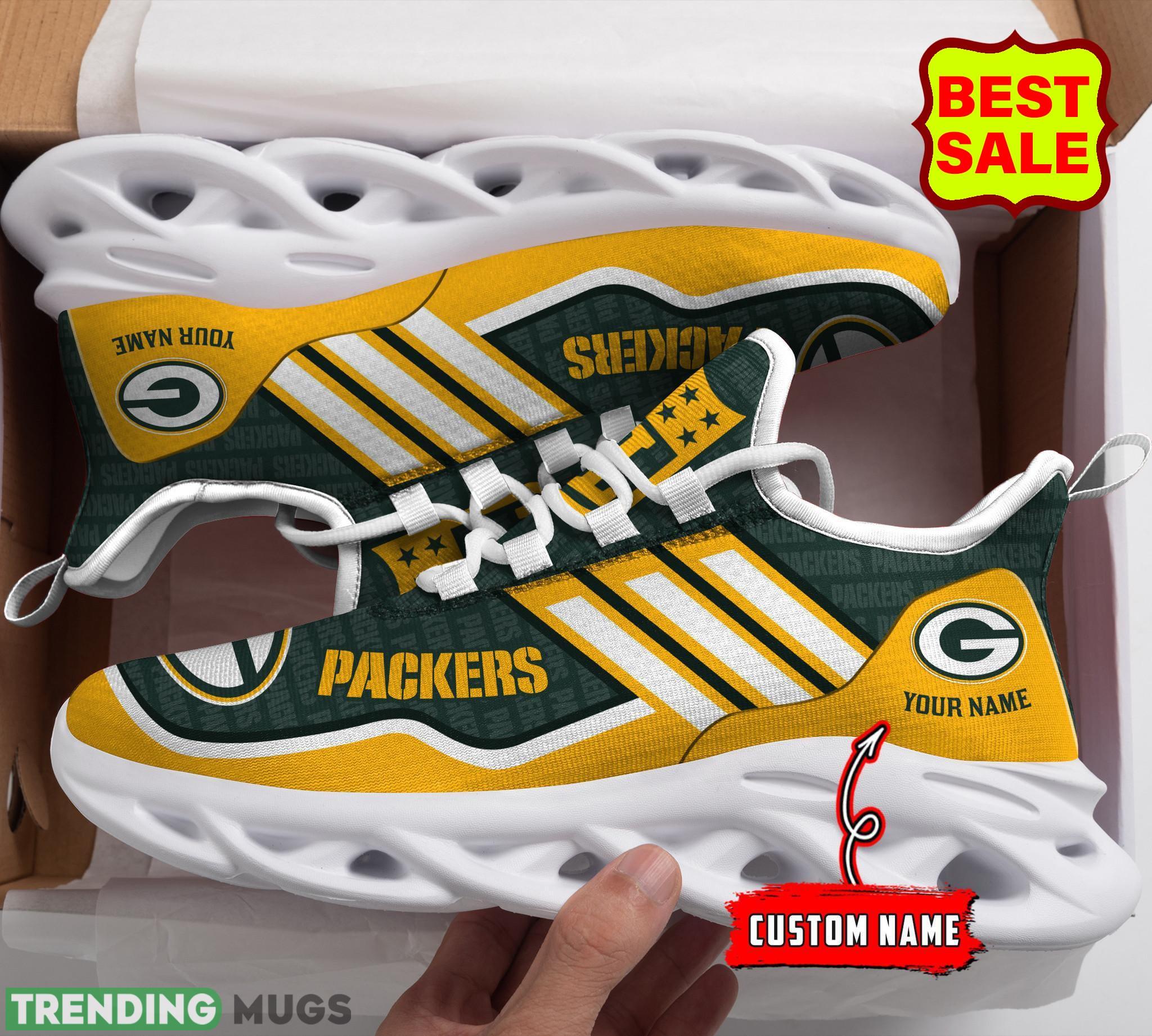 Green Bay Packers NFL Personalized Name Black White Max Soul Chunky Sneakers Max Soul Green Bay Packers NFL Personalized Name Black White Max Soul Chunky Sneakers Max Soul
