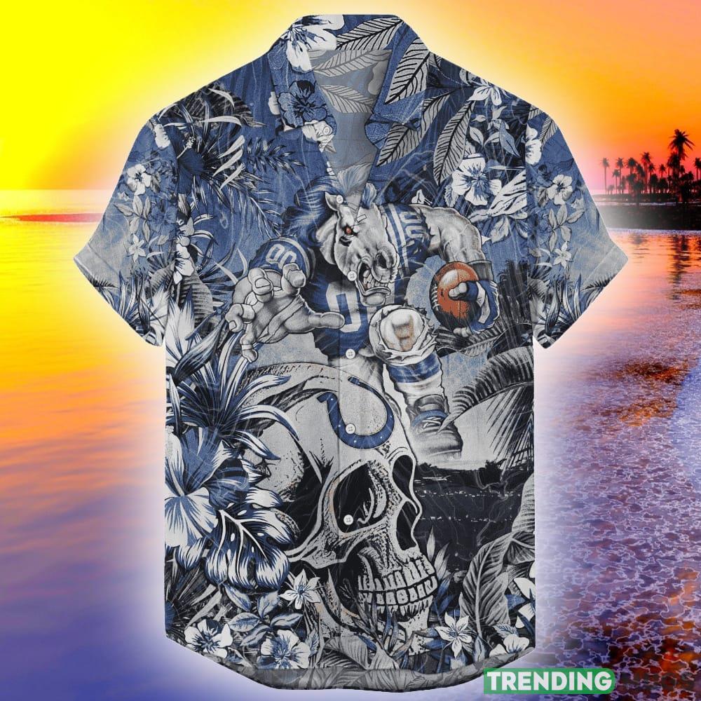 Indianapolis Colts Tropical Skull NFL Beach Hawaiian Shirt Men And Women For Fans Gift - Indianapolis Colts Hawaiian Tropical Skull NFL 2023_1 Indianapolis Colts Tropical Skull NFL Beach Hawaiian Shirt Men And Women For Fans Gift - Indianapolis Colts Hawaiian Tropical Skull NFL 2023_1