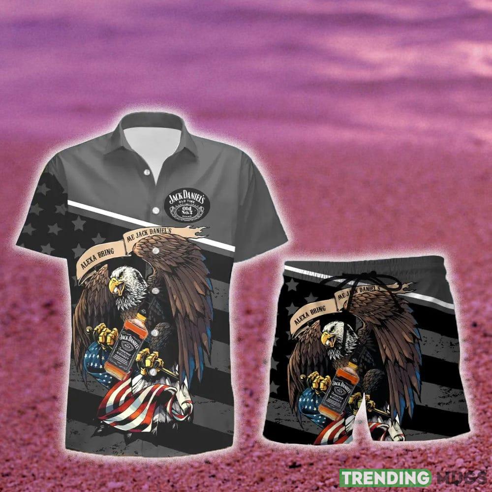 Jack Daniel's Eagle American Flag Gift Hawaiian Set Shirt And Short Summer Beach Hawaiian & Short Jack Daniel's Eagle American Flag Gift Hawaiian Set Shirt And Short Summer Beach Hawaiian & Short