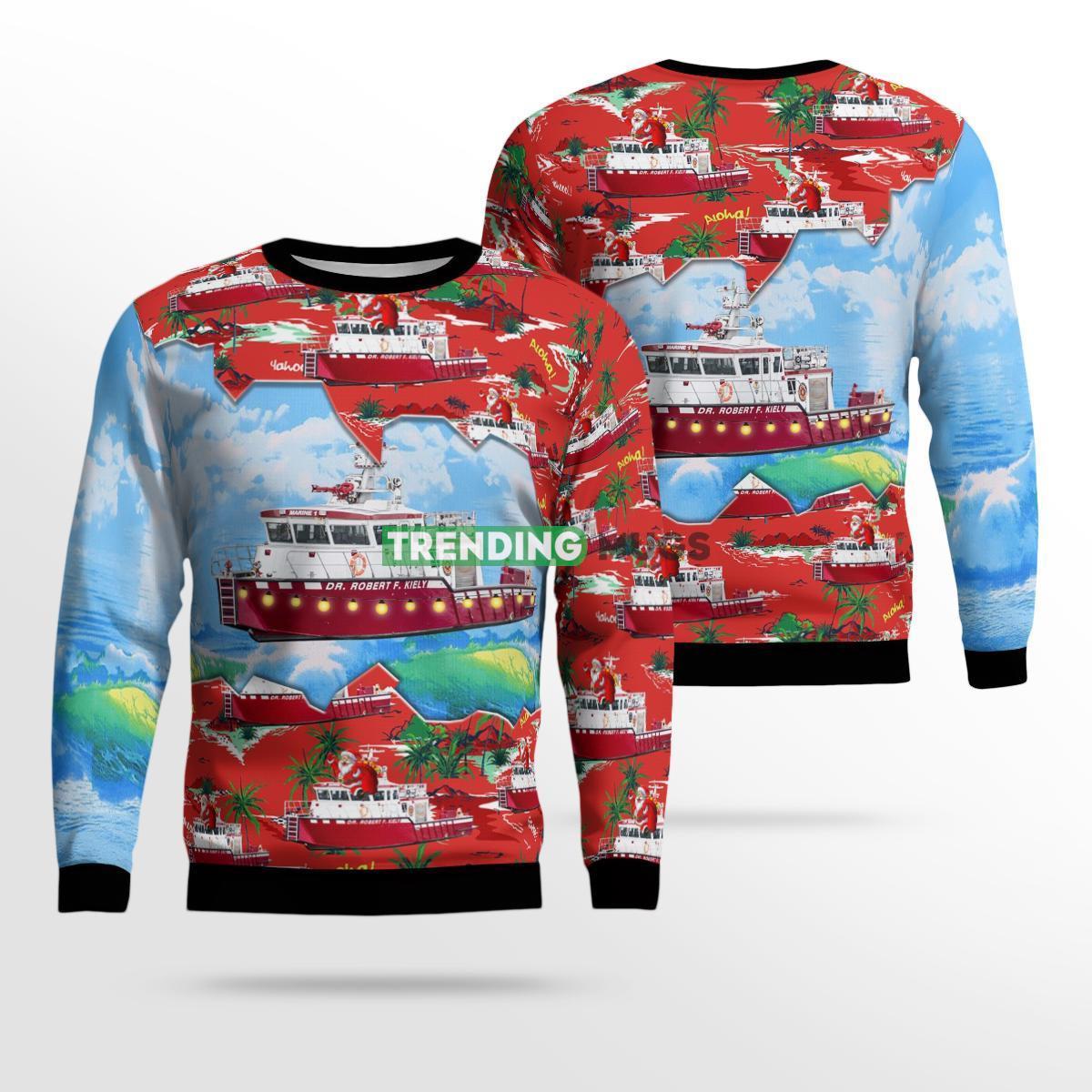 Jacksonville Fire And Rescue Department Fireboat Dr. Robert F. Kiely (M-1M-38) Christmas Ugly Sweater For Men Women Product Photo 1
