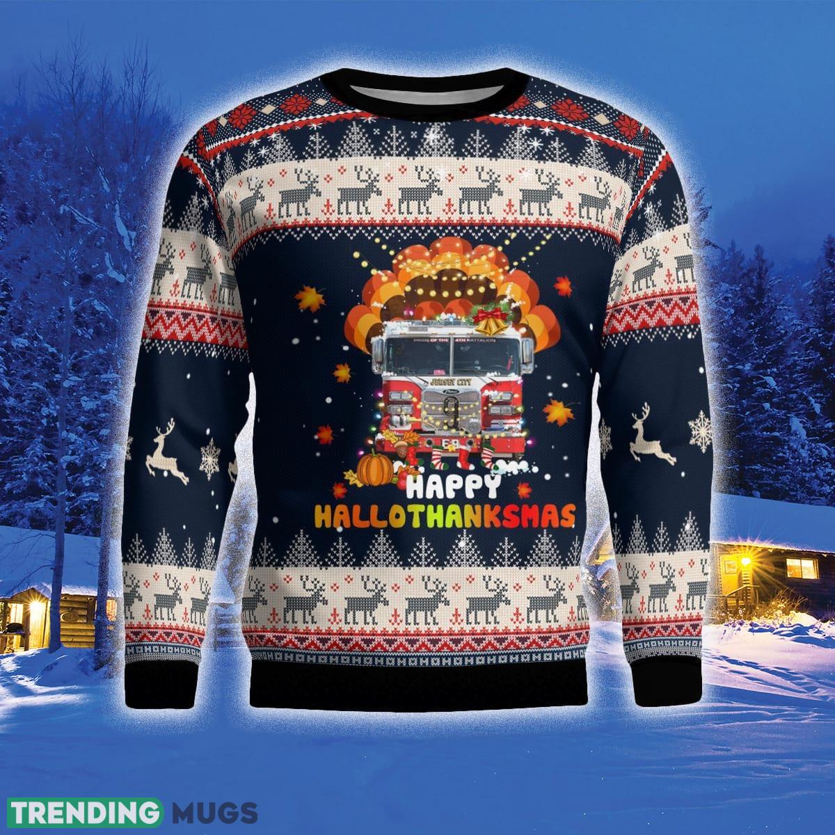 Jersey City Fire Department Happy Hallothanksmas 3D Sweater For Men And Women Gift For Christmas 3D Sweater Jersey City Fire Department Happy Hallothanksmas 3D Sweater For Men And Women Gift For Christmas 3D Sweater