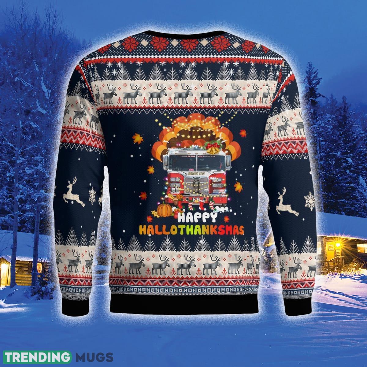 Jersey City Fire Department Happy Hallothanksmas 3D Sweater For Men And Women Gift For Christmas 3D Sweater Jersey City Fire Department Happy Hallothanksmas 3D Sweater For Men And Women Gift For Christmas 3D Sweater