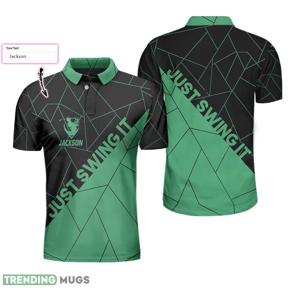 Just Swing It Abstract Geometric Line Pattern, Black And Cyan Golf Shirt Polo Shirt Custom Name - Just Swing It Abstract Geometric Line Pattern Custom Polo Shirt, Personalized Black And Cyan Golf Shirt For Men_1 Just Swing It Abstract Geometric Line Pattern, Black And Cyan Golf Shirt Polo Shirt Custom Name - Just Swing It Abstract Geometric Line Pattern Custom Polo Shirt, Personalized Black And Cyan Golf Shirt For Men_1