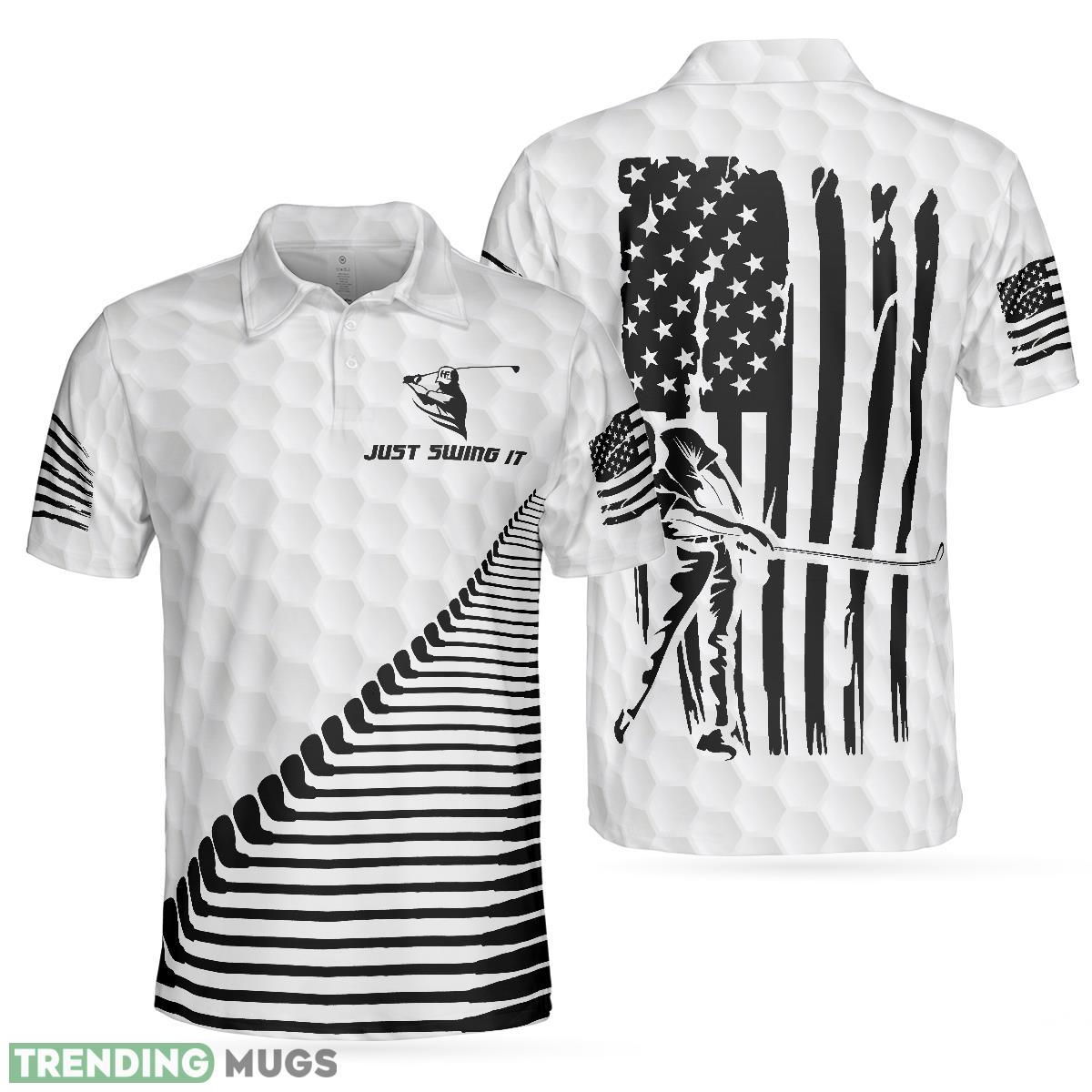 Just Swing It American Golfer, Black And White American Flag Golf Shirt Polo Shirt - Just Swing It American Golfer Polo Shirt, Black And White American Flag Golf Shirt For Men_1 Just Swing It American Golfer, Black And White American Flag Golf Shirt Polo Shirt - Just Swing It American Golfer Polo Shirt, Black And White American Flag Golf Shirt For Men_1