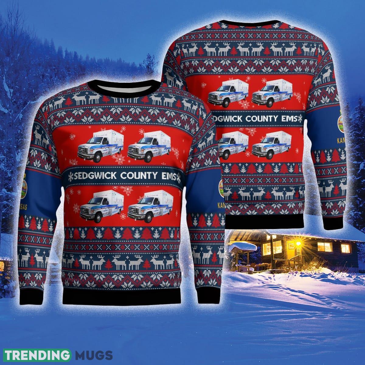 Kansas, Sedgwick County EMS Christmas Ugly 3D Sweater Gift For Men And Women - Kansas, Sedgwick County EMS Christmas Ugly Sweater 3D_1 Kansas, Sedgwick County EMS Christmas Ugly 3D Sweater Gift For Men And Women - Kansas, Sedgwick County EMS Christmas Ugly Sweater 3D_1