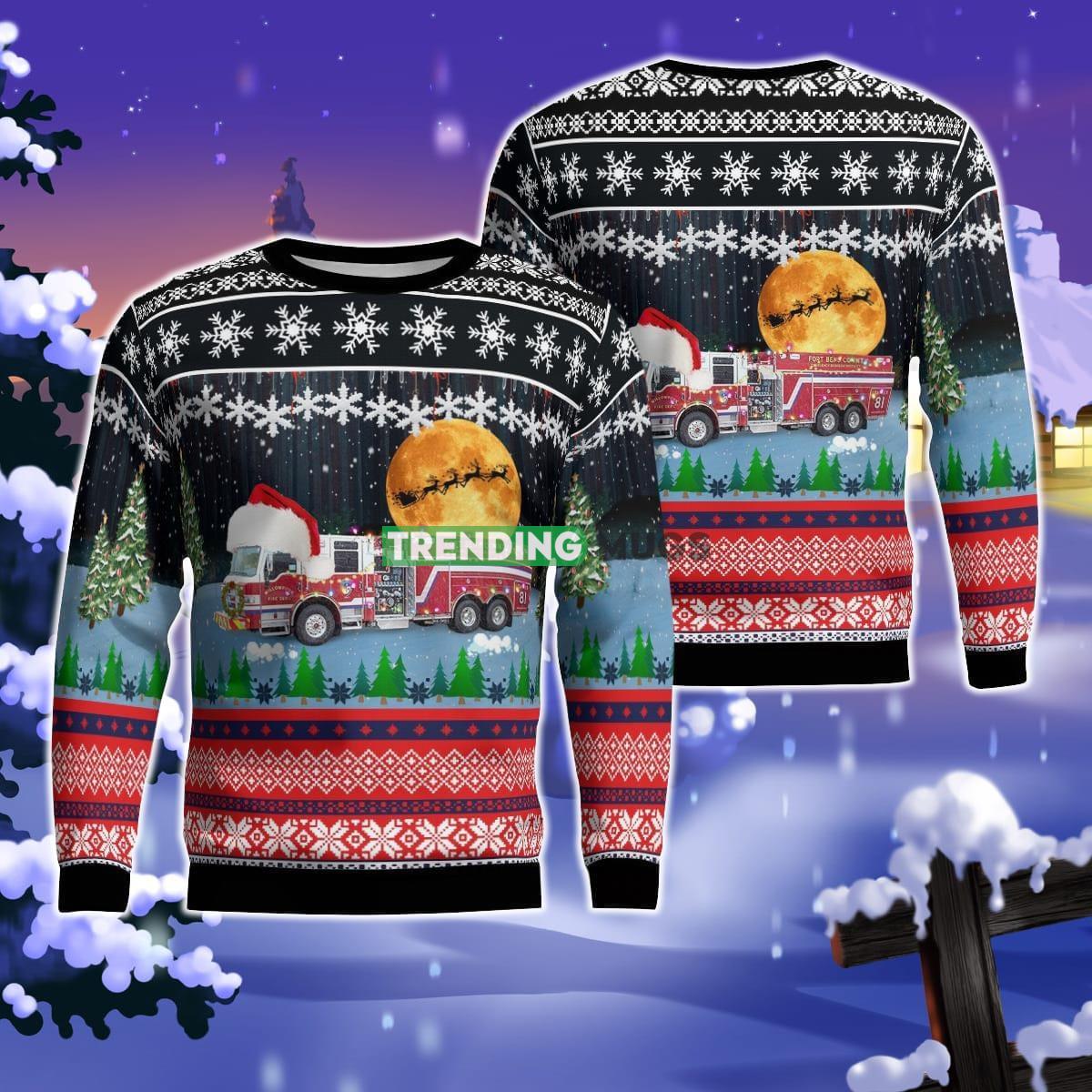 Katy, Texas, Willowfork Fire Department Christmas AOP Ugly Sweater For Men Women Product Photo 1