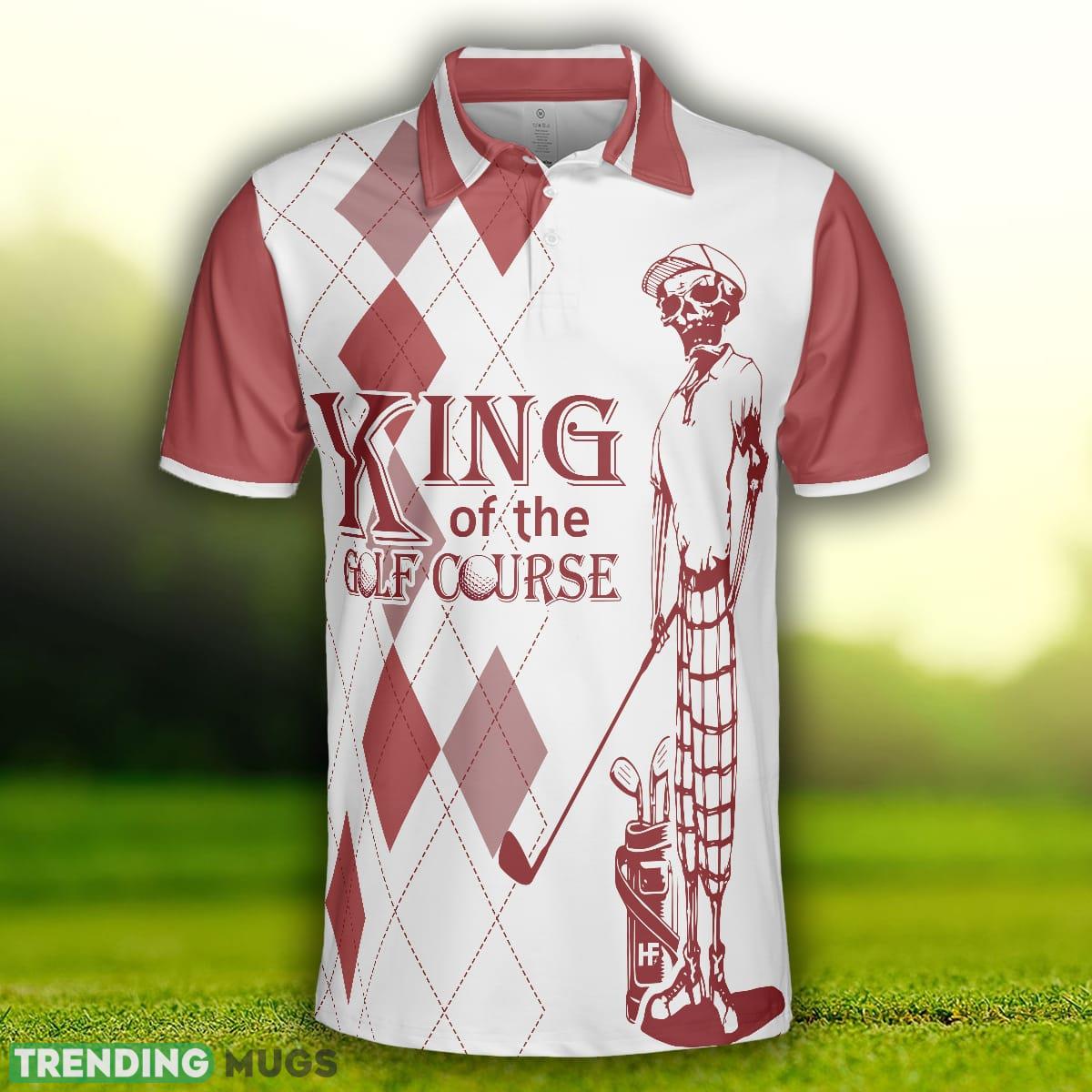 King Of The Golf Course Golf, Red Argyle Pattern Skeleton Golfer, Best Golf Shirt Polo Shirt Polo Shirt King Of The Golf Course Golf, Red Argyle Pattern Skeleton Golfer, Best Golf Shirt Polo Shirt Polo Shirt