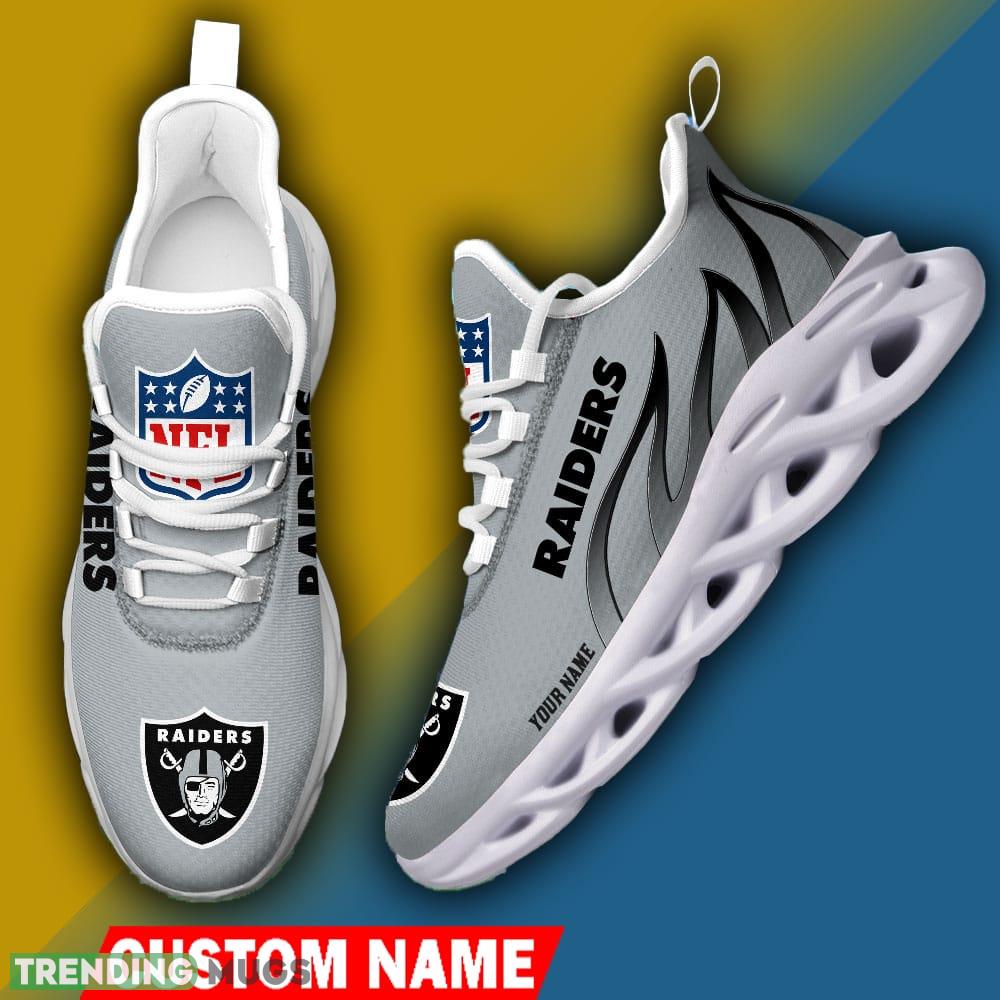 Las Vegas Raiders Custom Name NFL Logo Flame Max Soul Shoes For Men Women Max Soul Las Vegas Raiders Custom Name NFL Logo Flame Max Soul Shoes For Men Women Max Soul