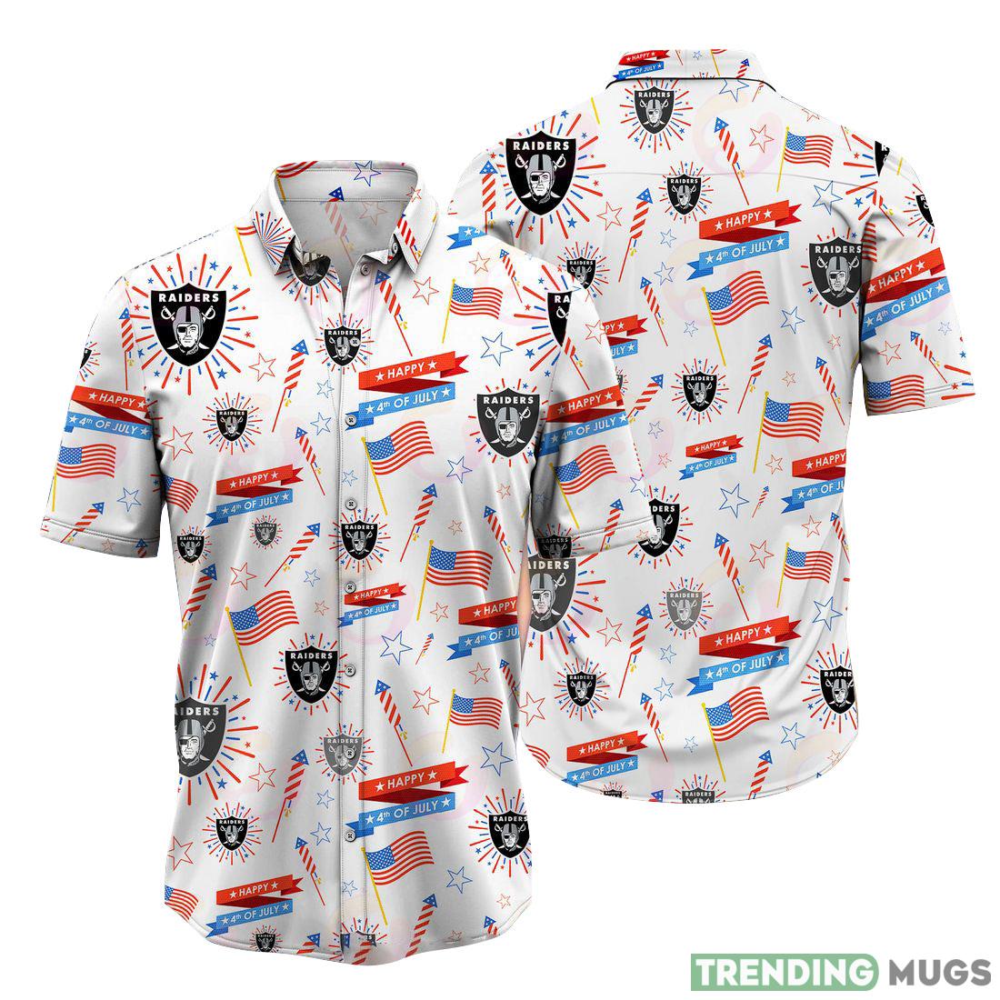Las Vegas Raiders NFL Design 6 Beach Hawaiian Shirt Men And Women For Fans Gift - Las Vegas Raiders NFL Happy 4th Of July Hawaiian Shirt_1 Las Vegas Raiders NFL Design 6 Beach Hawaiian Shirt Men And Women For Fans Gift - Las Vegas Raiders NFL Happy 4th Of July Hawaiian Shirt_1