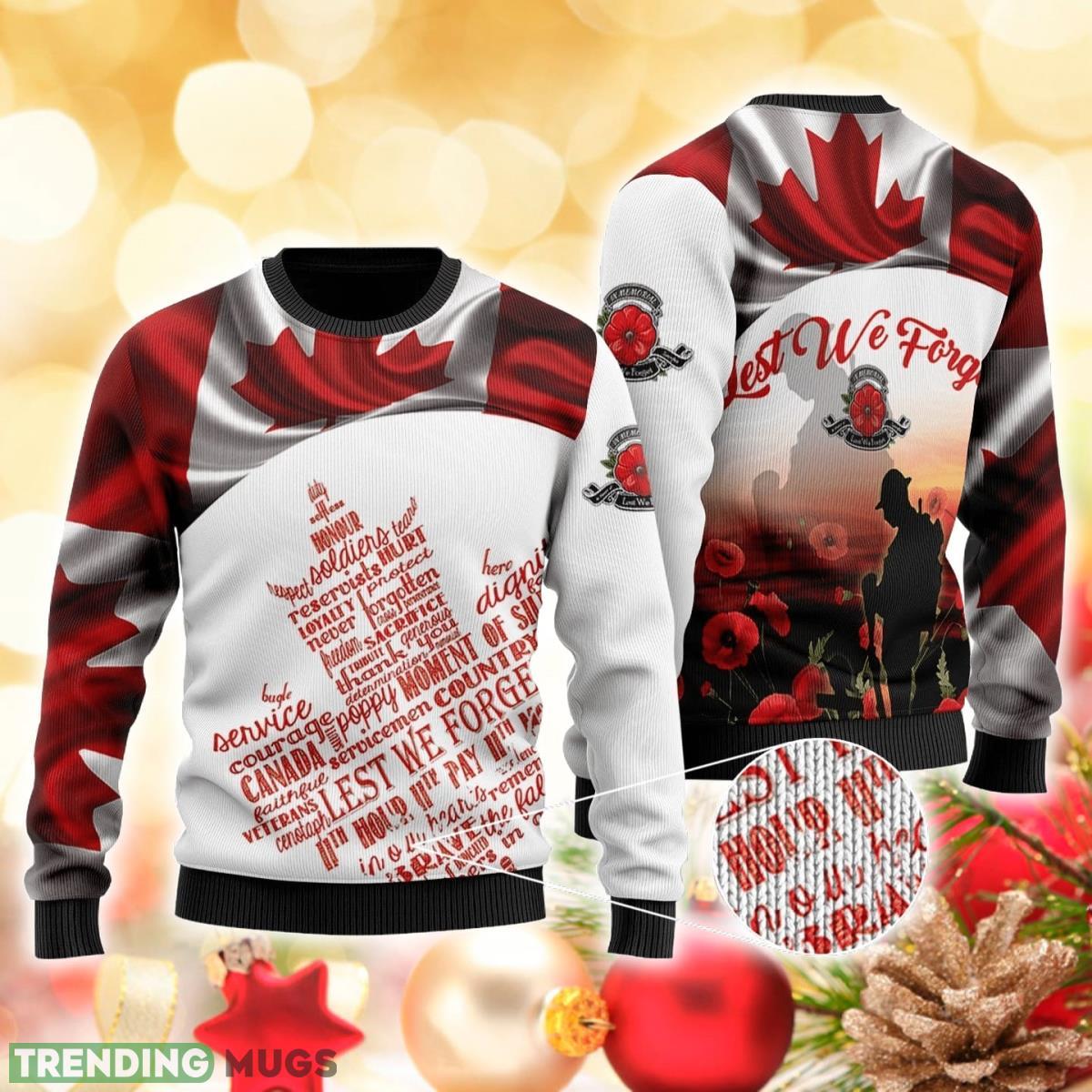 Lest We Forget Canadian Veterans 3D Sweater Ugly Christmas Sweater For Men Women Product Photo 1