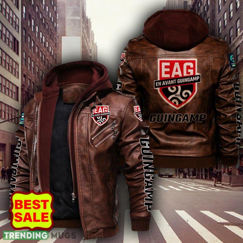 Ligue 2 En Avant Guingamp Design 9 Teams Logo Brown And Black Leather Jacket 2D Leather Jacket Ligue 2 En Avant Guingamp Design 9 Teams Logo Brown And Black Leather Jacket 2D Leather Jacket