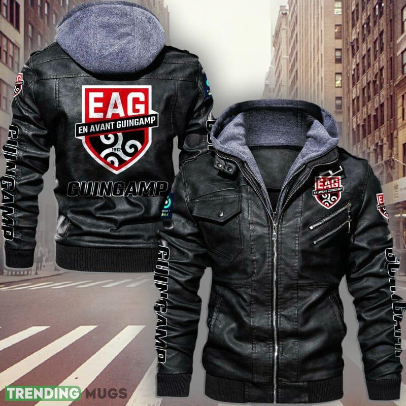 Ligue 2 En Avant Guingamp Design 9 Teams Logo Brown And Black Leather Jacket - Ligue 2 En Avant Guingamp Leather Jacket_1 Ligue 2 En Avant Guingamp Design 9 Teams Logo Brown And Black Leather Jacket - Ligue 2 En Avant Guingamp Leather Jacket_1