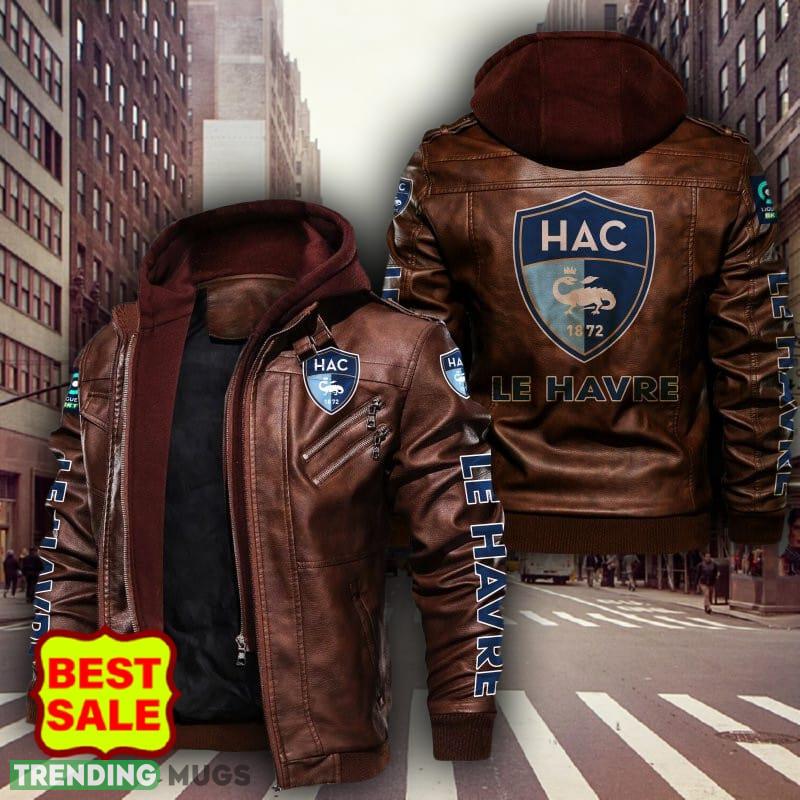 Ligue 2 Havre Athletic Club Design 5 Teams Logo Brown And Black Leather Jacket 2D Leather Jacket Ligue 2 Havre Athletic Club Design 5 Teams Logo Brown And Black Leather Jacket 2D Leather Jacket