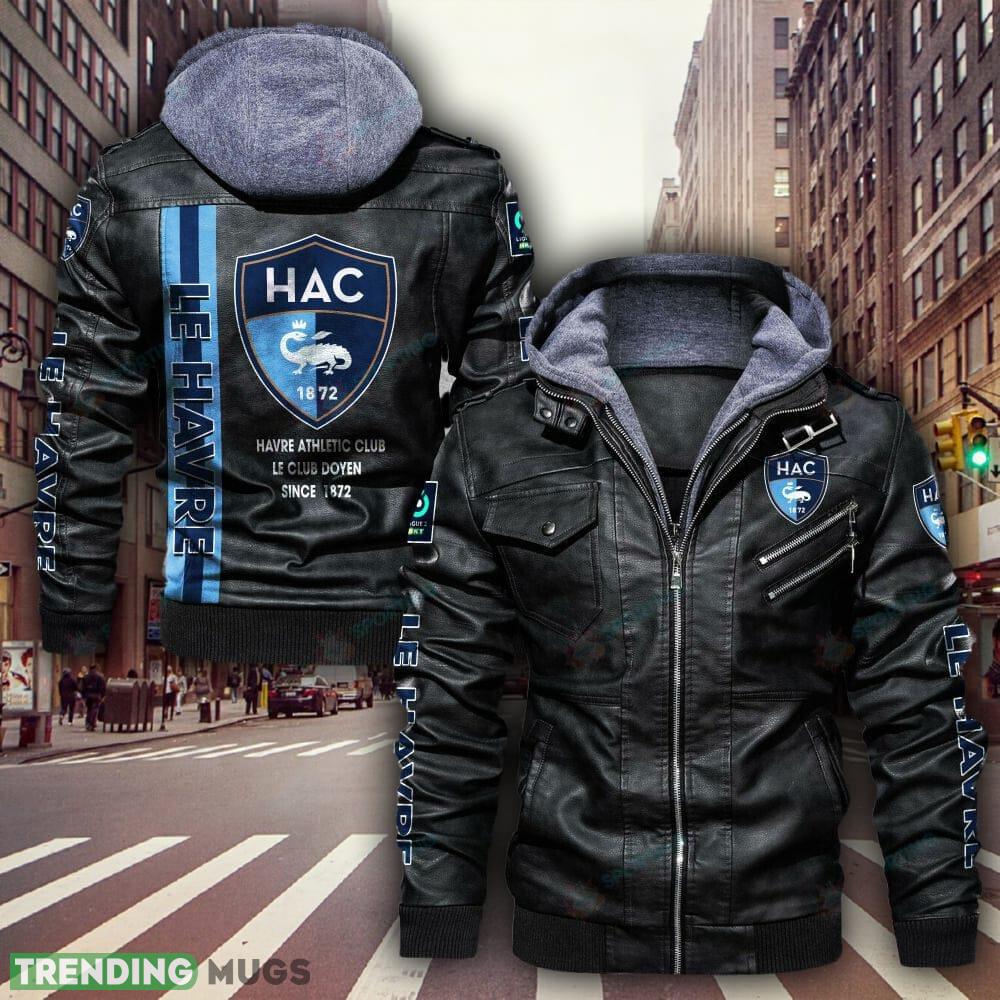 Ligue 2 Havre Athletic Club Logo 2 Brown And Black Leather Jacket For Fans - Ligue 2 Havre Athletic Club Leather Jacket_1 Ligue 2 Havre Athletic Club Logo 2 Brown And Black Leather Jacket For Fans - Ligue 2 Havre Athletic Club Leather Jacket_1